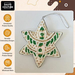 Eye Catching Design Handcrafted Bullion Made <b>Star</b> Shape Padded Beaded Home Decorative Festive <b>Hanging</b> Ornaments at Low Price - Product Image 4