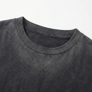 T-shirt ample uni délavé au charbon, coupe carrée, épaules tombantes |   Streetwear pour hommes/femmes, OEM et marque privée - Product Image 4