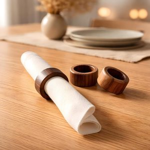 Anillos para servilletas de madera de mango, soportes decorativos para servilletas, accesorios de comedor hechos a mano, decoración de mesa de restaurante, productos de comedor para el hogar, naturales - Product Image 1