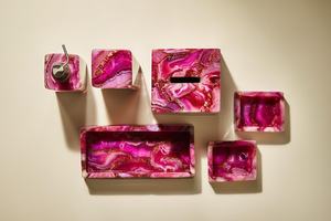 Pink Agate Resin <b>Bathroom</b> <b>Accessories</b> <b>Set</b> | Modern Vanity Decor Soap Dispenser Storage Box - Product Image 3