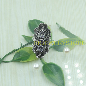 Natural Amethyst Gemstone 925 Silver <b>Statement</b> <b>Ring</b> Vintage Filigree Handmade Designer <b>Ring</b> Boho Jewelry Women Gift for Men Her - Product Image 6
