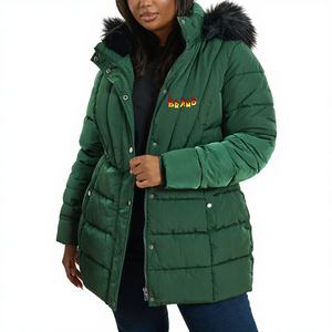 Veste longue matelassée pour femme de haute qualité, résistante à l'eau, avec rembourrage en polyester, chaude et à capuche - Product Image 1