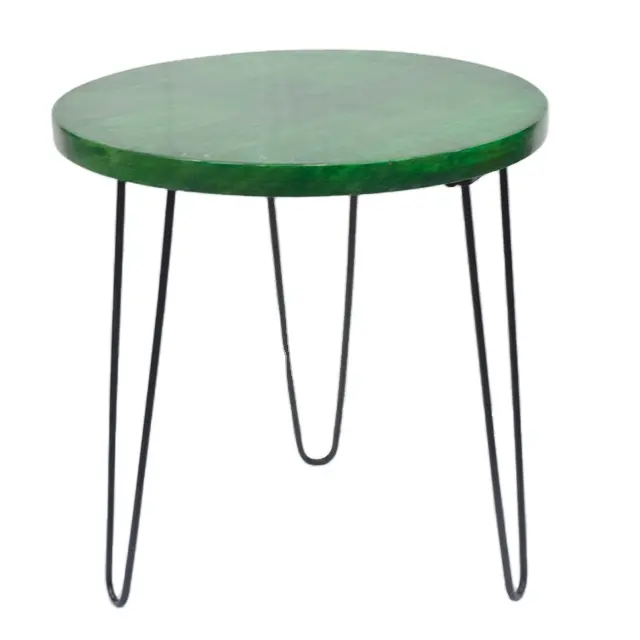 โต๊ะกาแฟไม้รุ่นใหม่ที่วางโลหะพร้อมชั้นไม้พร้อมโต๊ะกาแฟเคลือบสีเขียวทันสมัย