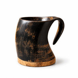Mug à boire artisanal en corne avec poignée, style traditionnel vintage, vaisselle en bois, mug viking, mug à boire en corne naturelle, corne de buffle - Product Image 1