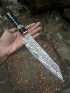 Couteau de chef Black Smith 1987 en acier Damas Cooper, 13 pouces, manche en résine avec intercalaires en fibre - Product Image 6