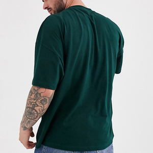 Oversized Long Solid <b>T</b>-<b>Shirt</b> for Men <b>High</b> Quality Short Sleeve Tee <b>with</b> Extended <b>Neckline</b> Cotton Eco-Friendly & Quick Dry - Product Image 1