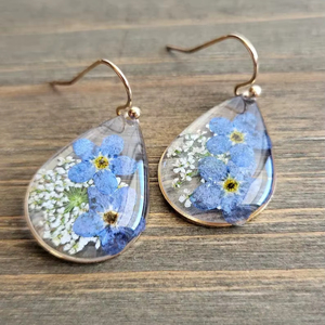 ต่างหูเรซิ่นคริสตัลทรงหยดน้ำ ต่างหูเรซิ่นลายคลื่นทะเล ต่างหูเรซิ่นเรืองแสงออโรร่า ต่างหูเรซิ่นลายดอกไม้ลึกลับ งานฝีมือเรซิ่น - Product Image 1