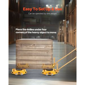 Set di 4 Carrelli per Spostamento Macchinari Industriali in Acciaio al Carbonio, Capacità 26455LBS/12T, 4 Ruote per Movimentazione Industriale - Product Image 6