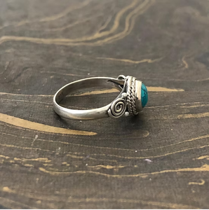 925 Sterling Silver <b>Turquoise</b> <b>Ring</b> Round Gemstone Bohemian Style Women Daily Wear & Party Gift Wholesale - Product Image 4