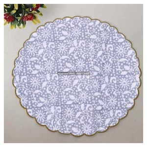 Serviette de table ronde moderne imprimée à la main 100% coton Design unique pour avion, hôtels et usage domestique EN016 - Product Image 1