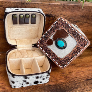 Organisateur de bijoux de voyage en cuir repoussé à la main boîte à bijoux en cuir de vachette pour femmes fille boucle d'oreille anneau collier Bracelet présentoir de rangement - Product Image 2