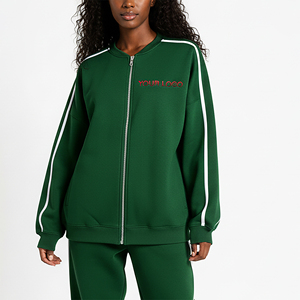 Custom Printed Embroidery Front Heavyweight Relaxed Fit <b>Zip</b> <b>Hooded</b> Women's Autumn/Winter Streetwear Breathable Fleece Sweatshirt - Product Image 1
