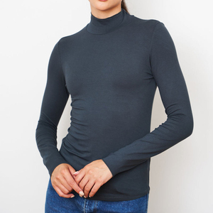 Custom Made Women's <b>Mock</b> <b>Neck</b> Long Sleeve <b>Tops</b> Shirts Fashion Clothes Casual Slim Fitted Long Sleeve <b>Mock</b> <b>Neck</b> Shirt Ladies - Product Image 3