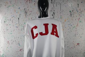 Sweat-shirt à col montant CJA WHITE 100% COTON ROUGE avec broderie appliquée, col large, URBAN PRODUCTIONS - Product Image 4