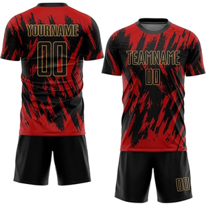 เสื้อฟุตบอลยุโรปสุดหรู สีแดงอมน้ำตาลทองแชมเปญ คอเสื้อแบบเรโทร พรีเมียม ระบายอากาศได้ดี ชุดฟุตบอลขาสั้น - Product Image 4