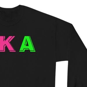 Sweat-shirt à col rond avec motif lettres noires, design vert et rose, en molleton de coton, à manches longues, style décontracté streetwear, vêtement de mode - Product Image 4