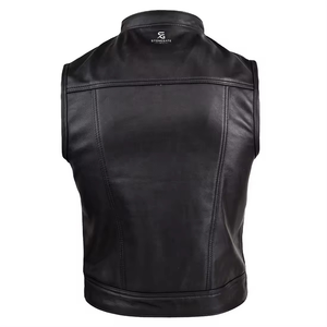 <b>Women</b> Leather Vintage Motorcycle Biker Vest Slim Fit Sleeveless <b>Waistcoat</b> Outerwear Zipper Pockets Windproof Casual Fashion - Product Image 6