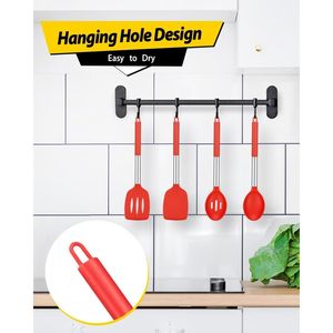 Set di 4 Utensili da Cucina in Silicone Antiaderente, Resistenti al Calore, Cucchiai Forati, Grandi Spatole Solide, Senza BPA, Accessori da Cucina - Product Image 1