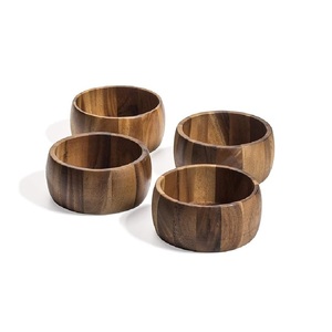 Ensemble de bols de service en bois faits à la main, bols à collation et à sauce en bois naturel - Product Image 1