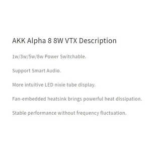 AKK Alpha 8 de alta potencia 5,8 GHz 8W FPV VTX 80CH potencia conmutable para drones de carreras de largo alcance" - Product Image 6