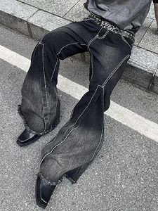 Pantalones vaqueros acampanados con costuras irregulares para hombre, pantalones vaqueros con parte inferior acampanada, pantalones estilo disco, pantalones retro de los años 60 y 70 - Product Image 6