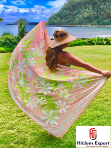 Luxury Tropical Pareo Tahitian <b>Beach</b> Sarong Custom OEM ODM Textile Manufacturer India Bora Bora Hawaii Samoa Fiji - Product Image 4