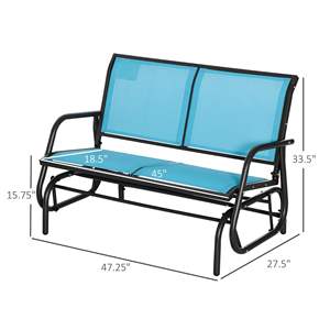 Banc balançoire double pour 2 personnes, bleu, pour extérieur, avec cadre en acier thermolaqué, pour jardin et terrasse - Product Image 3