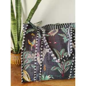 Indian Hand Block Printed Quilted Women's Winter Summer Fashion Tote Shopping Carry Shoulder <b>Bag</b> Multi-Color Flowers Cover - Product Image 1