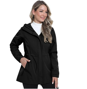 Chaqueta de Motocicleta Impermeable con Capucha Negra para Mujer EXORO APPARELS, Manga Larga, Largo Regular, Tejido de Poliéster Ecológico - Product Image 1