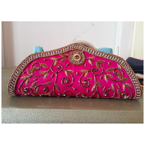 Bolso de mano de seda de lujo bordado de gran venta para noche, boda y fiesta, con patrón de piedras, estilo sobre - Product Image 6