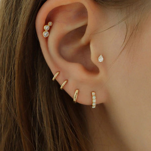 Zisma 14K Gold Pear Lab Grown Diamond Labret 0.25ct Threaded Flat <b>Back</b> Piercing Stud Certified Diamond Jewelry Manufacturer - Product Image 2