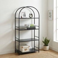 Étagère métallique à 4 niveaux, style industriel, bibliothèque autoportante pour salon, bureau à domicile, rangement, design moderne