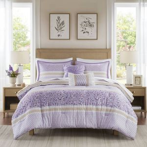 Full/Queen Seersucker <b>Comforter</b> <b>Set</b> with 5 Throw Pillows 5 PCS Premium Bedding Ensemble - Product Image 1