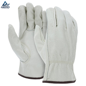 Guantes de Trabajo de Cuero Genuino Blanco Resistentes y Transpirables para Protección de Manos en Almacenes y Construcción - Product Image 1