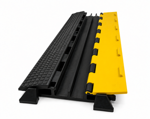 Reductor de velocidad de 14 pulgadas de ancho y 50 mm de altura, de caucho termoplástico, instalación fija, amarillo y negro, para superficies de asfalto y hormigón - Product Image 2
