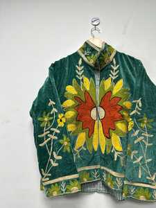Magnifique veste Suzani faite main à motif tournesol, manteau brodé en velours, blazer floral, vêtement d'extérieur ethnique artisanal, manteau d'hiver bohème - Product Image 6