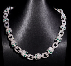 Collar de Plata 925 con Moissanita y Eslabones de Calavera, Chapado en Rodio/Oro, Estilo Hiphop, Cadena Iced Out, Joyería para Fiesta o Regalo - Product Image 1
