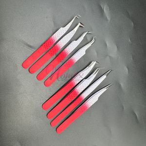 Pinzas para pestañas de acero inoxidable sostenibles, agarre de diamante plateado puntiagudo, antimagnético, aislamiento de 45 grados, recubrimiento en polvo suave - Product Image 5