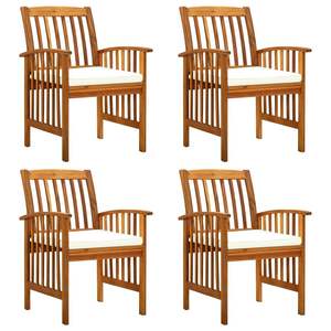 Ensemble de 4 chaises de jardin en bois d'acacia massif, taille standard, meubles d'extérieur - Product Image 1