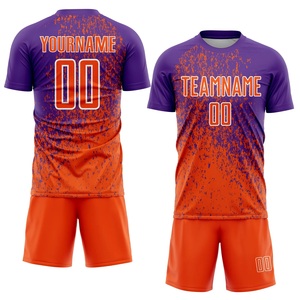 Camiseta de Fútbol Sublimada Personalizada en Oferta, Degradado Morado y Naranja, Cuello Redondo, Manga Corta, Unisex, para Adultos, Absorbe la Humedad, Ropa Deportiva para Equipos - Product Image 1