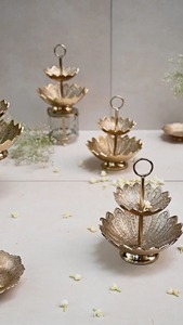2 Tier Gold Platter 2-Tier Cupcake Stand Holder Round Tiered Serving Tray Stainless Steel <b>Cup</b> Birthday Party Decoration Display - Product Image 2