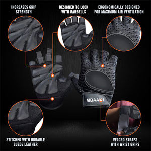 Guantes Ventilados para Levantamiento de Pesas con Muñequeras para Ejercicio en Gimnasio, Levantamiento de Pesas, Dominadas - para Hombres y Mujeres - Product Image 5