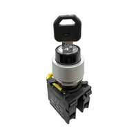 Sélecteur à clé 22 mm, tête métallique, anneau plastique, 2 positions, 1NC 1NO, IP65, 2NO, commande industrielle combinée, noir, 6A (A2MRK211)