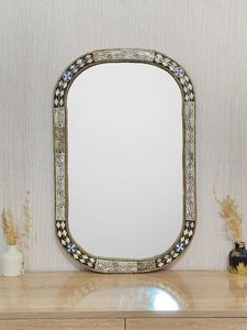 Miroir rectangulaire poli de qualité supérieure avec incrustation d'os, design moderne, grande taille pour décoration murale - Product Image 2