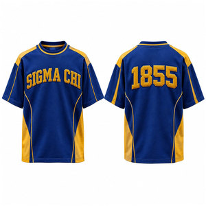 เสื้อยืด Sigma Chi 1855 คัลเลอร์บล็อก แขนสั้น คอกลม ทรงโอเวอร์ไซส์ เสื้อยืดลำลองผู้ชาย เสื้อผ้าสไตล์กรีก - Product Image 4