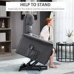 Poltrona Reclinabile Elettrica in Vera Pelle per Anziani, Grigia, con Telecomando e Porta USB - Product Image 4