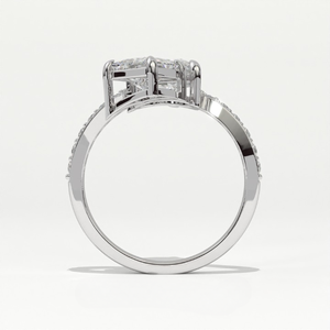 แหวน Aarinya Pear & Princess Cut Toi et Moi เงินแท้ 925 รูปทรงกลีบดอกไม้ ได้รับการรับรองจาก IGI แหวนหมั้นแบบ Princess และ Pear-Cut Toi et Moi - Product Image 2
