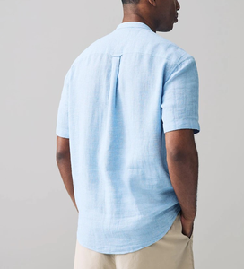 Camisa de Manga Corta para Hombre, Cuello Clásico, 100% Algodón y Lino, Estilo Casual de Verano, Varias Opciones de Color, Fabricación OEM - Product Image 3