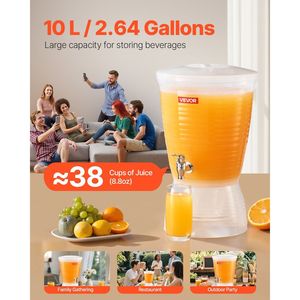 Dispenser per Bevande in Plastica da 2,64 Galloni con Rubinetto e Scomparto per Ghiaccio per Feste - Dispenser per Tè Freddo, Limonata, Succhi - Product Image 2