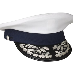 Maritime ceremonial untrimmed cap, Silver Embroidered peaked cap, anchor badge cap, premium uniform cap - Product Image 1